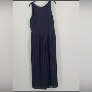 Navy Pleated Wide Leg Palazzo flowy jumpsuit Pants